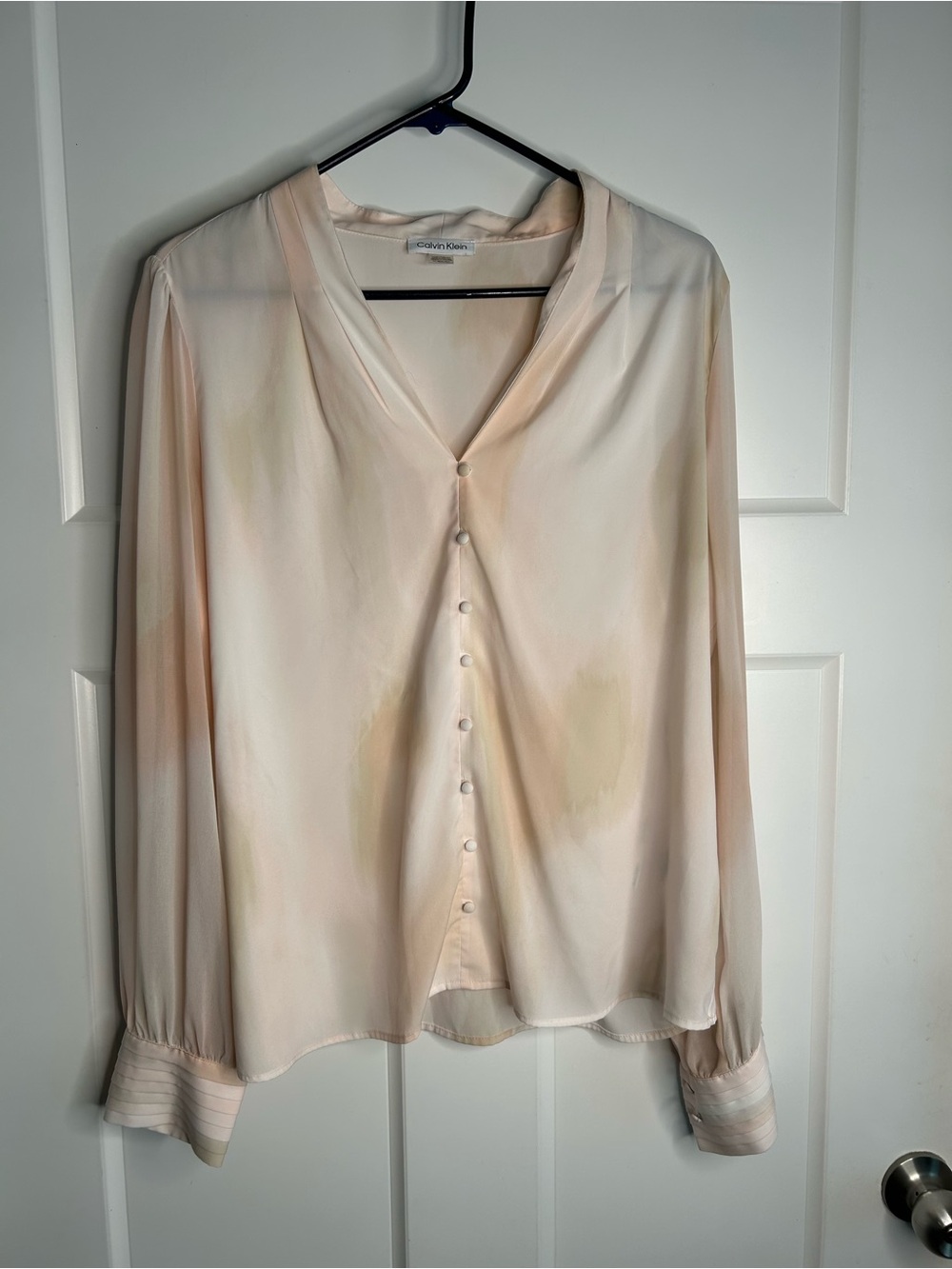 Calvin Klein Women’s XL Long Sleeve Blouse Pastel Colors Feminine Career 3602